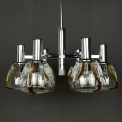 Mid-century Murano Glass Chandelier By Targetti Sankey Italy 1980s -Promos Meubles Boutique 003 master