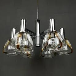 Mid-century Murano Glass Chandelier By Targetti Sankey Italy 1980s -Promos Meubles Boutique 005 master
