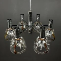 Mid-century Murano Glass Chandelier By Targetti Sankey Italy 1980s -Promos Meubles Boutique 006 2 master