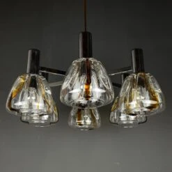 Mid-century Murano Glass Chandelier By Targetti Sankey Italy 1980s -Promos Meubles Boutique 011 master