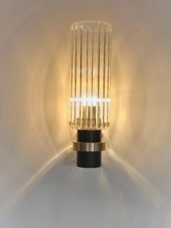 21st C Contemporary Marine Breynaert Wall Sconce Lamp Brushed Brass Glass Black -Promos Meubles Boutique 091122 MarineBreynaert Location0420 1 master