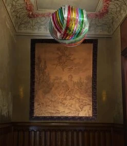 Pair Of Curvati Rainbow Ceiling Lights, Multicolored Triedri, 24 Murano Glasses -Promos Meubles Boutique 10 master 4