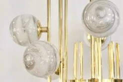 Bespoke Italian Alabaster White Murano Glass Brass Curved Globe Chandelier -Promos Meubles Boutique 10 master 6