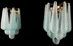 Elegant Pair Of Vintage Blue Glass Petals Drop Wall Sconce, Murano, 1970 -Promos Meubles Boutique 11 1 copia master 1