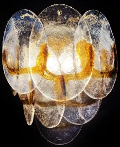 Amazing Pair Of Vintage Italian Murano Wall Lights - Trasparent And Amber Glass -Promos Meubles Boutique 11 1 copia master