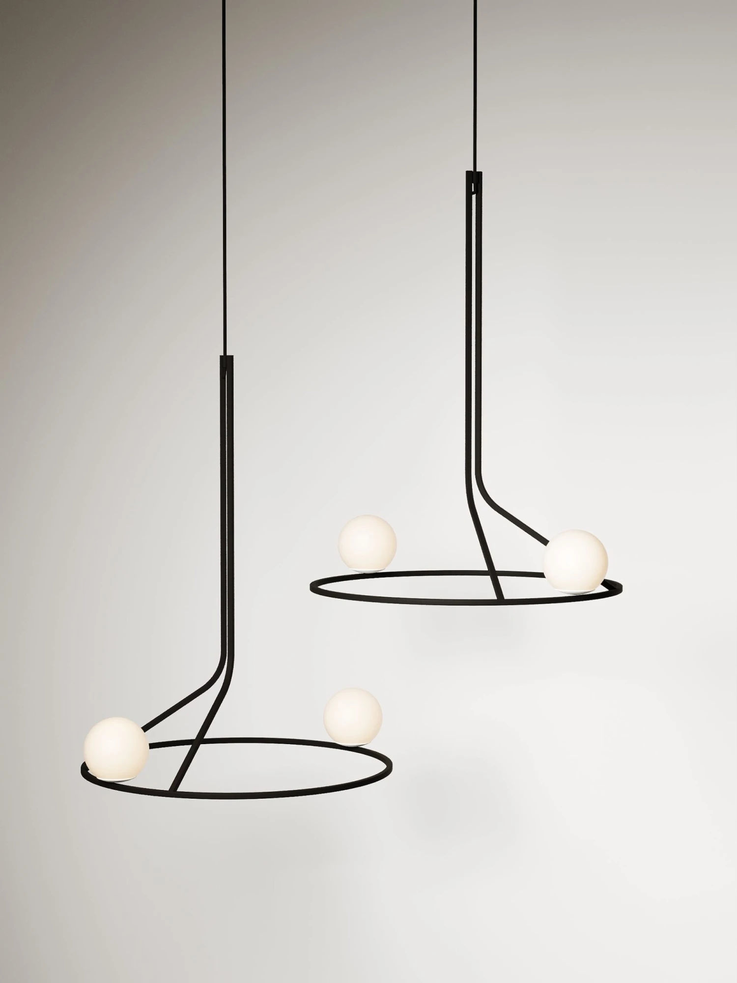 Stylish Minimalistic Contemporary Pendant Lamp Na Linii, Pair Edition Opal Glass 3 Stylish Minimalistic Contemporary Pendant Lamp Na Linii, Pair Edition Opal Glass