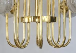 Bespoke Italian Alabaster White Murano Glass Brass Curved Globe Chandelier -Promos Meubles Boutique 12 master 1