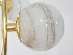 Bespoke Italian Alabaster White Murano Glass Brass Curved Globe Chandelier -Promos Meubles Boutique 13 master 3