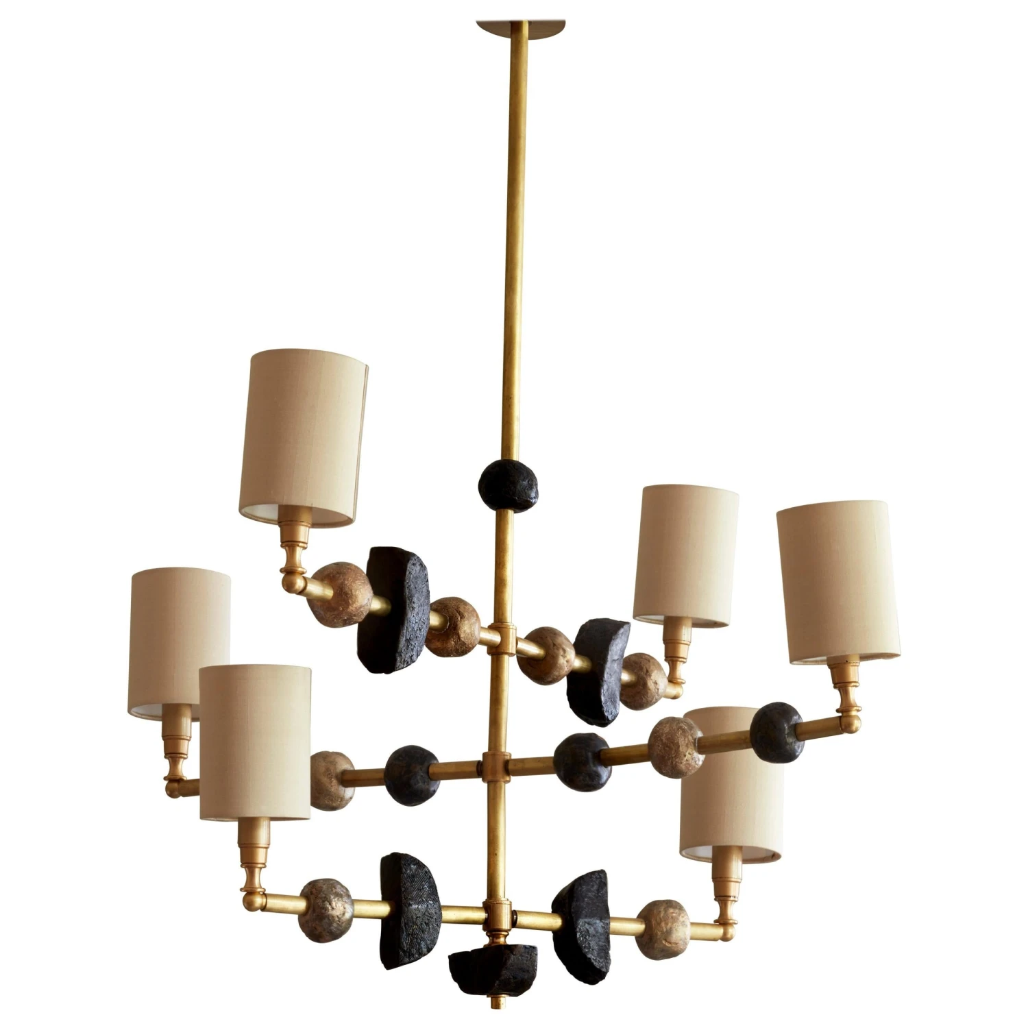 'Mayfair' Contemporary Chandelier, Brass With Sculpted Spheres By Margit Wittig 3 'Mayfair' Contemporary Chandelier, Brass With Sculpted Spheres By Margit Wittig