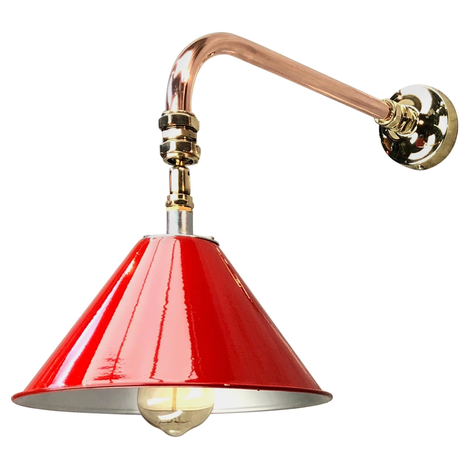 1980 British Army Lamp Shade In Red With Copper Cantilever Wall Lamp Edison Bulb 3 1980 British Army Lamp Shade In Red With Copper Cantilever Wall Lamp Edison Bulb