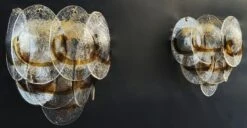 Amazing Pair Of Vintage Italian Murano Wall Lights - Trasparent And Amber Glass -Promos Meubles Boutique 1 1 master