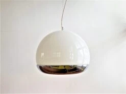 Glass And Chrome Pendant Lamp By De Martini, Falconi & Fois For Reggiani -Promos Meubles Boutique 20230517 105359 kopie master