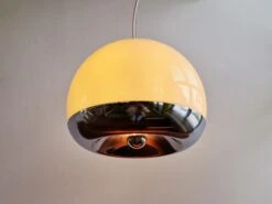 Glass And Chrome Pendant Lamp By De Martini, Falconi & Fois For Reggiani -Promos Meubles Boutique 20230517 105915 kopie master