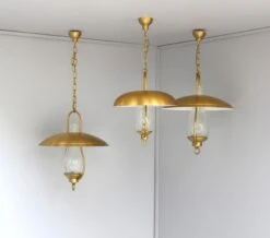 3 Fine French Hanging Bronze And "Craquelé" Glass Lanterns By Jean Perzel -Promos Meubles Boutique 2094 et 2095 Trois lanternes rustiques Perzel1 master