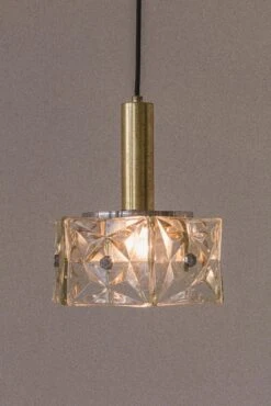 Vintage Pendant Lamp By Lustres Pelotas, Brass And Prismatic Glass, Brazil 1950s -Promos Meubles Boutique 230420 Bossa ph Ana Pigosso 090 AL master