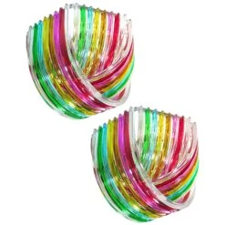Pair Of Curvati Rainbow Ceiling Lights, Multicolored Triedri, 24 Murano Glasses -Promos Meubles Boutique 24565842 master