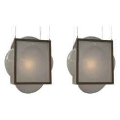 Set Of 2 Large Hanging Curator Opaque Lamps By Studio Thier & Van Daalen