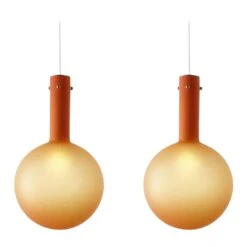 Set Of 2 Matte Orange Sphaerae Pendant Lights By Dechem Studio