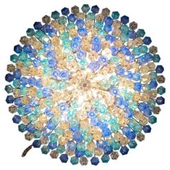 Extraordinary Sapphire Color Poliedri Murano Glass Ceiling Light Or Chandelier