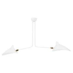 Serge Mouille Two-Arm Ceiling Lamp In White, In Stock!