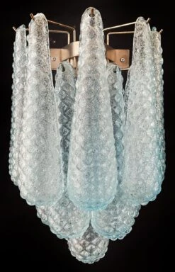 Elegant Pair Of Vintage Blue Glass Petals Drop Wall Sconce, Murano, 1970 -Promos Meubles Boutique 3 copia master 1
