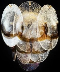 Amazing Pair Of Vintage Italian Murano Wall Lights - Trasparent And Amber Glass -Promos Meubles Boutique 3 copia master