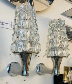 Pair Of French 1970s Crystal High Style Wall Lamps Midcentury Sculptural -Promos Meubles Boutique 40EDEC24 7B27 417F AFB1 A14712D1A4D6 master