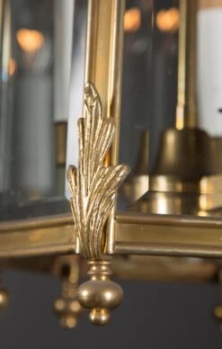 Pair Of Bronze Hexagonal Lanterns, French Mid-20th Century -Promos Meubles Boutique 5570 lantern detail master