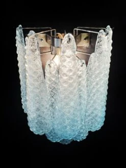 Elegant Pair Of Vintage Blue Glass Petals Drop Wall Sconce, Murano, 1970 -Promos Meubles Boutique 5 1 copia master