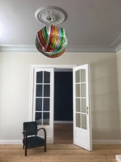 Pair Of Curvati Rainbow Ceiling Lights, Multicolored Triedri, 24 Murano Glasses -Promos Meubles Boutique 5 master 7