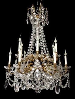Large Antique French Louis XVI Style Gilt Bronze And Cut Crystal Chandelier -Promos Meubles Boutique 6R1A0692 master