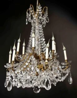 Large Antique French Louis XVI Style Gilt Bronze And Cut Crystal Chandelier -Promos Meubles Boutique 6R1A0700 master
