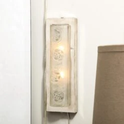 Pair Of Art Deco Frosted Glass & Chrome Rectangular Vanity Lights W/ Rose Motifs -Promos Meubles Boutique 6R1A9905 master