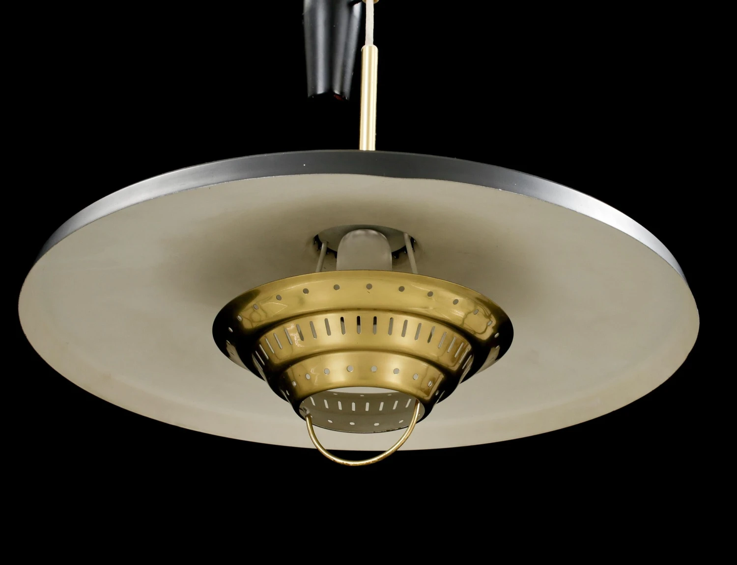 Anonymous Counterweight Black Metal And Brass Pendant Lamp, Sweden, 1950 6 Anonymous Counterweight Black Metal And Brass Pendant Lamp, Sweden, 1950 – Image 4