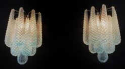 Elegant Pair Of Vintage Blue Glass Petals Drop Wall Sconce, Murano, 1970 -Promos Meubles Boutique 9 2 copia master 1