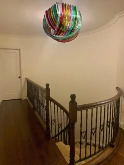 Pair Of Curvati Rainbow Ceiling Lights, Multicolored Triedri, 24 Murano Glasses -Promos Meubles Boutique 9 master 4