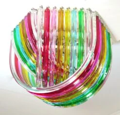 Pair Of Curvati Rainbow Ceiling Lights, Multicolored Triedri, 24 Murano Glasses -Promos Meubles Boutique ARTINLIFE 1 STORE Large Curvati rainbow ceiling light master