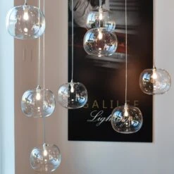 Glass Bubbles Chandelier With 34 Clear Pendants In A Cluster Cascading Design -Promos Meubles Boutique Bellagio glass master