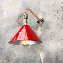 1980 British Army Lamp Shade In Red With Copper Cantilever Wall Lamp Edison Bulb 29 1980 British Army Lamp Shade In Red With Copper Cantilever Wall Lamp Edison Bulb -Promos Meubles Boutique Copper and Brass 360 Cantilever Lamp Red Shade14 master