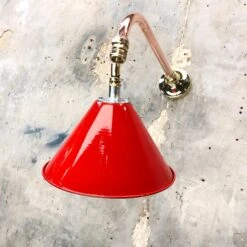 1980 British Army Lamp Shade In Red With Copper Cantilever Wall Lamp Edison Bulb 35 1980 British Army Lamp Shade In Red With Copper Cantilever Wall Lamp Edison Bulb -Promos Meubles Boutique Copper and Brass 360 Cantilever Lamp Red Shade20 master