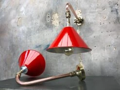 1980 British Army Lamp Shade In Red With Copper Cantilever Wall Lamp Edison Bulb 37 1980 British Army Lamp Shade In Red With Copper Cantilever Wall Lamp Edison Bulb -Promos Meubles Boutique Copper and Brass 360 Cantilever Lamp Red Shade27 master