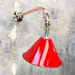 1980 British Army Lamp Shade In Red With Copper Cantilever Wall Lamp Edison Bulb 23 1980 British Army Lamp Shade In Red With Copper Cantilever Wall Lamp Edison Bulb -Promos Meubles Boutique Copper and Brass 360 Cantilever Lamp Red Shade2 master