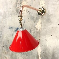 1980 British Army Lamp Shade In Red With Copper Cantilever Wall Lamp Edison Bulb 24 1980 British Army Lamp Shade In Red With Copper Cantilever Wall Lamp Edison Bulb -Promos Meubles Boutique Copper and Brass 360 Cantilever Lamp Red Shade3 master