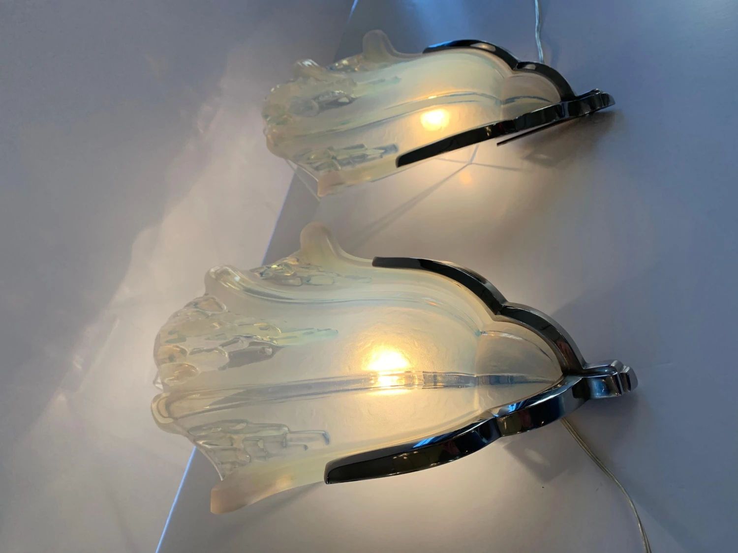 Pair Of Art Deco Corner Sconces Signed Ezan France 'Art Deco Wall Lights, 1930' 7 Pair Of Art Deco Corner Sconces Signed Ezan France 'Art Deco Wall Lights, 1930' – Image 5