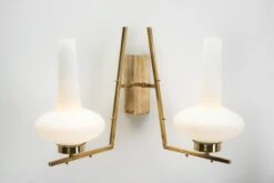 Italian Mid-Century Modern Brass And Glass Wall Lamps, Italy 1950s -Promos Meubles Boutique DSC01255 Details master