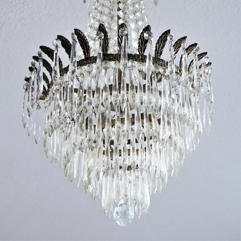 French Crystal Waterfall Chandelier Bronze Mounted 7 French Crystal Waterfall Chandelier Bronze Mounted – Image 5