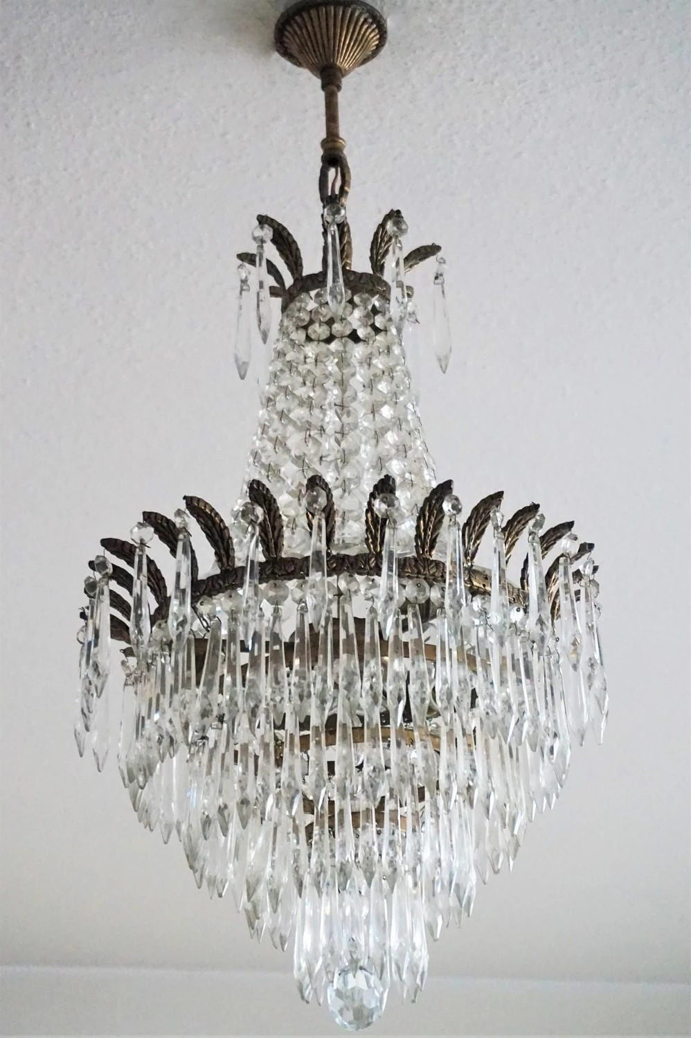 French Crystal Waterfall Chandelier Bronze Mounted 4 French Crystal Waterfall Chandelier Bronze Mounted – Image 2