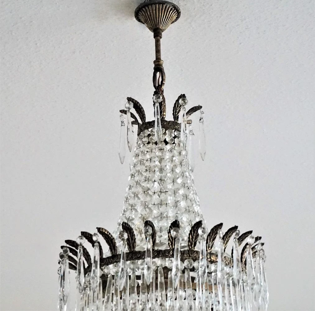 French Crystal Waterfall Chandelier Bronze Mounted 5 French Crystal Waterfall Chandelier Bronze Mounted – Image 3