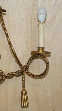 Vintage Gold Gilt Rope Twist & Tassle Three Branch Wall Light With Candle Mounts -Promos Meubles Boutique DSC05448 master