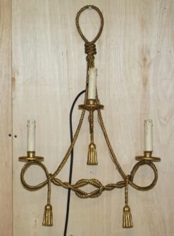 Vintage Gold Gilt Rope Twist & Tassle Three Branch Wall Light With Candle Mounts -Promos Meubles Boutique DSC05454 master